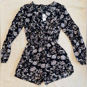 Wet Seal Long Sleeve Floral Romper